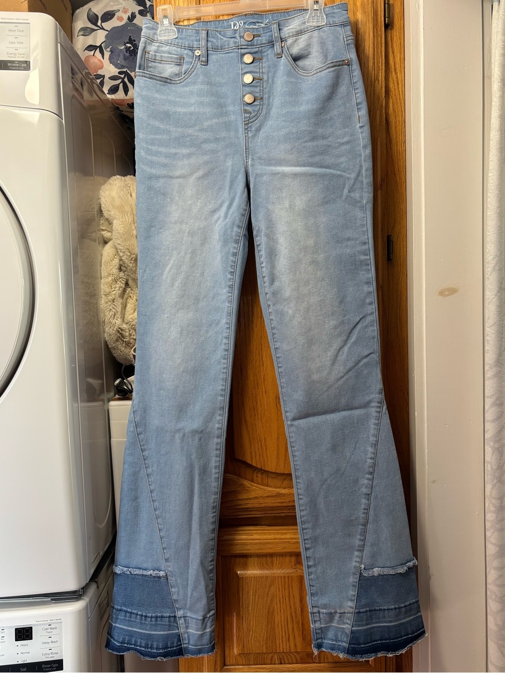 DG2 by Diane Gilman Classic Stretch Boot Cut Jeans w/ Leg Seams and Two-Tone Hem